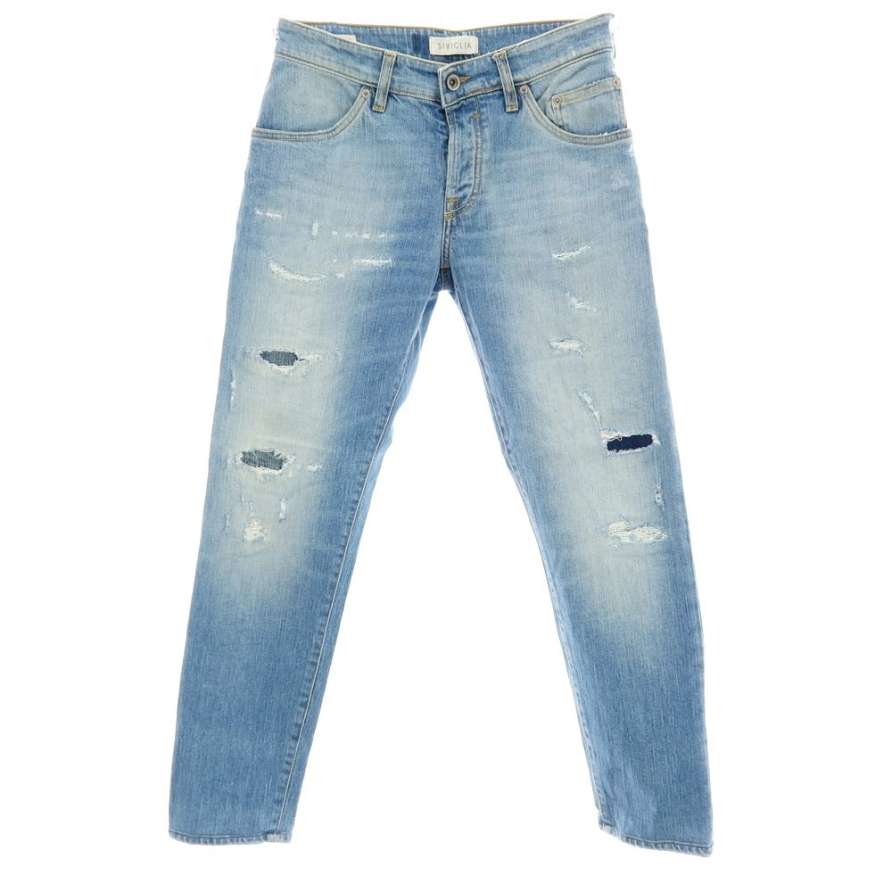【中古】シビリア SIVIGLIA Denim Lab リペア加工 デニムパンツ ジーンズ ライトブルー【 サイズ31 】【 状態ランクC 】【 メンズ 】 [APD]
