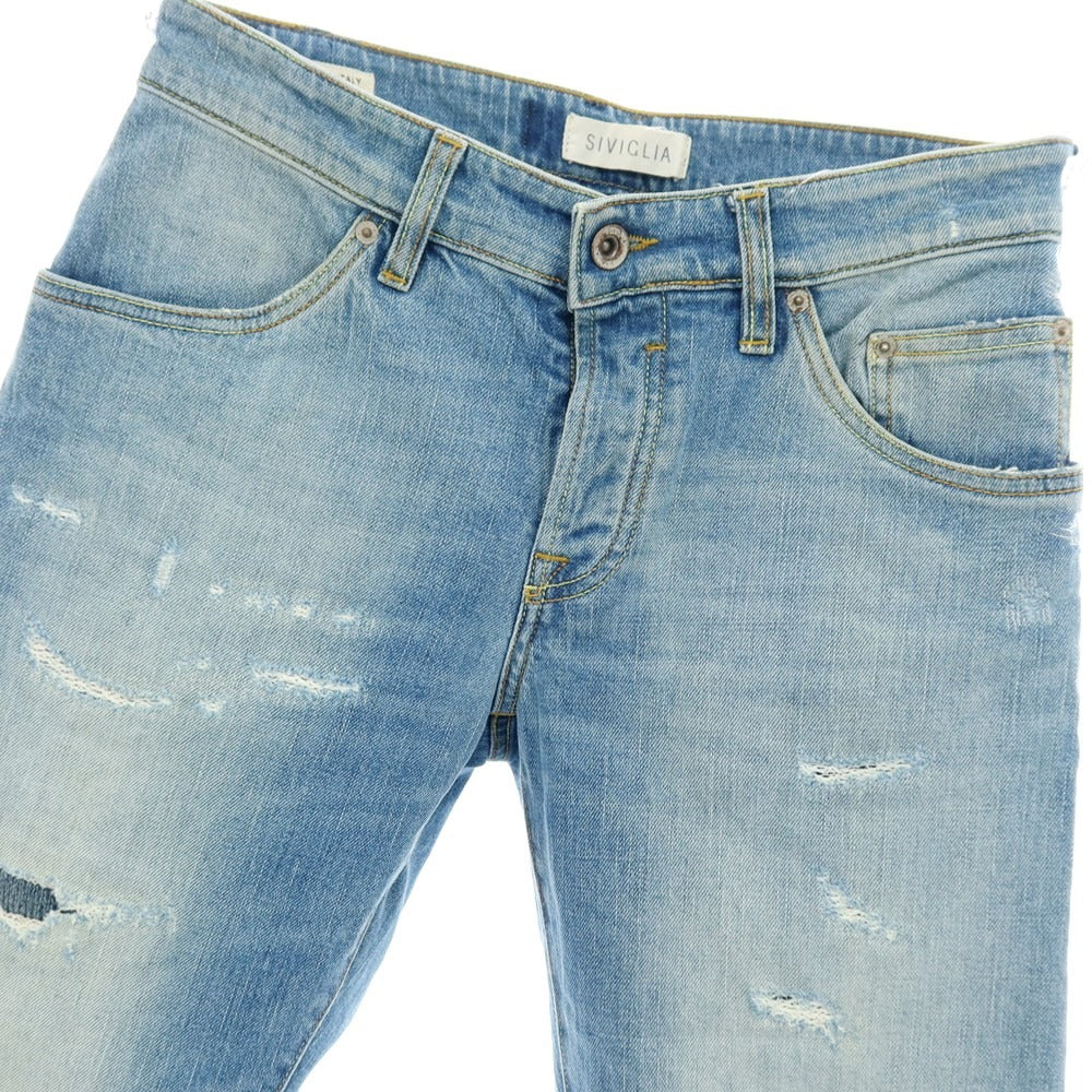 【中古】シビリア SIVIGLIA Denim Lab リペア加工 デニムパンツ ジーンズ ライトブルー【 サイズ31 】【 状態ランクC 】【 メンズ 】 [APD]