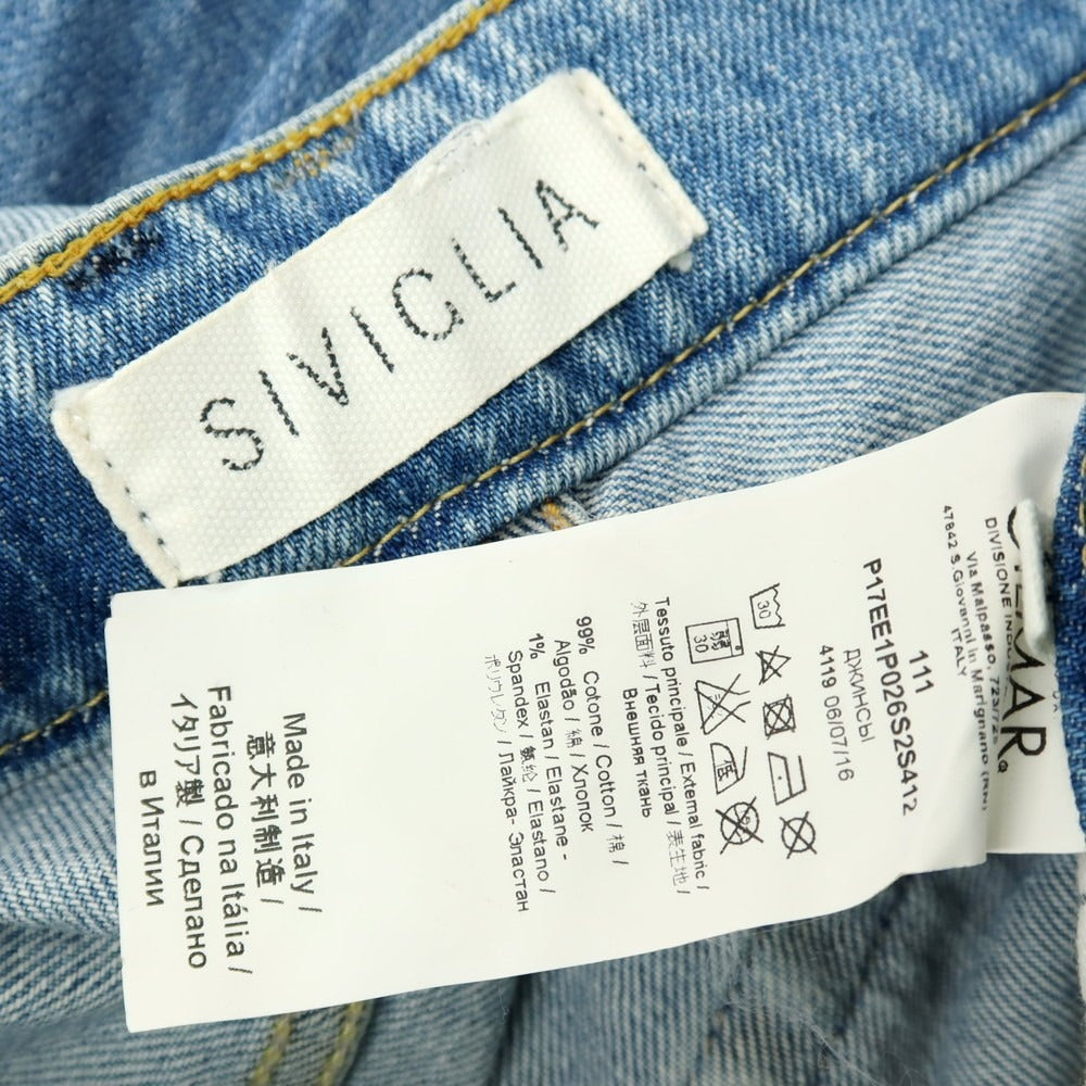 【中古】シビリア SIVIGLIA Denim Lab リペア加工 デニムパンツ ジーンズ ライトブルー【 サイズ31 】【 状態ランクC 】【 メンズ 】 [APD]