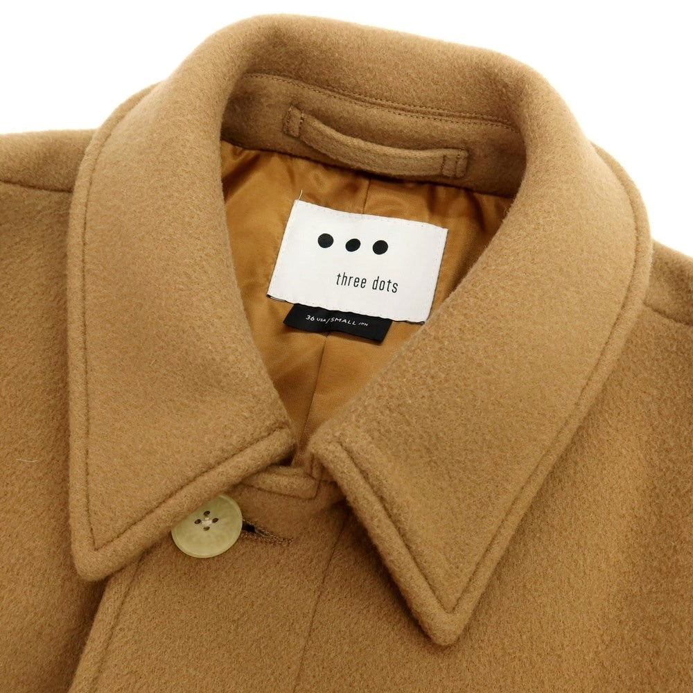 【中古】スリードッツ three dots ウール ステンカラーコート ベージュ【サイズS】【 状態ランクB 】【 メンズ 】