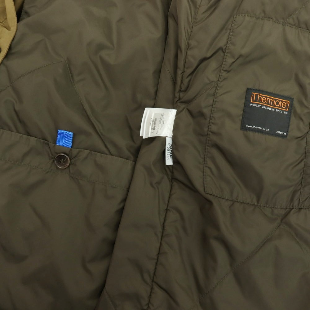 【中古】アスペジ ASPESI ポリエステルナイロン ダブルブレストコート カーキ【サイズS】【 状態ランクC 】【 メンズ 】