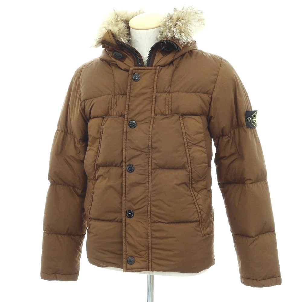 【中古】ストーンアイランド STONE ISLAND ナイロン フーデッド ダウンジャケット キャメルブラウン【サイズS】【 状態ランクB 】【 メンズ 】 [APD]