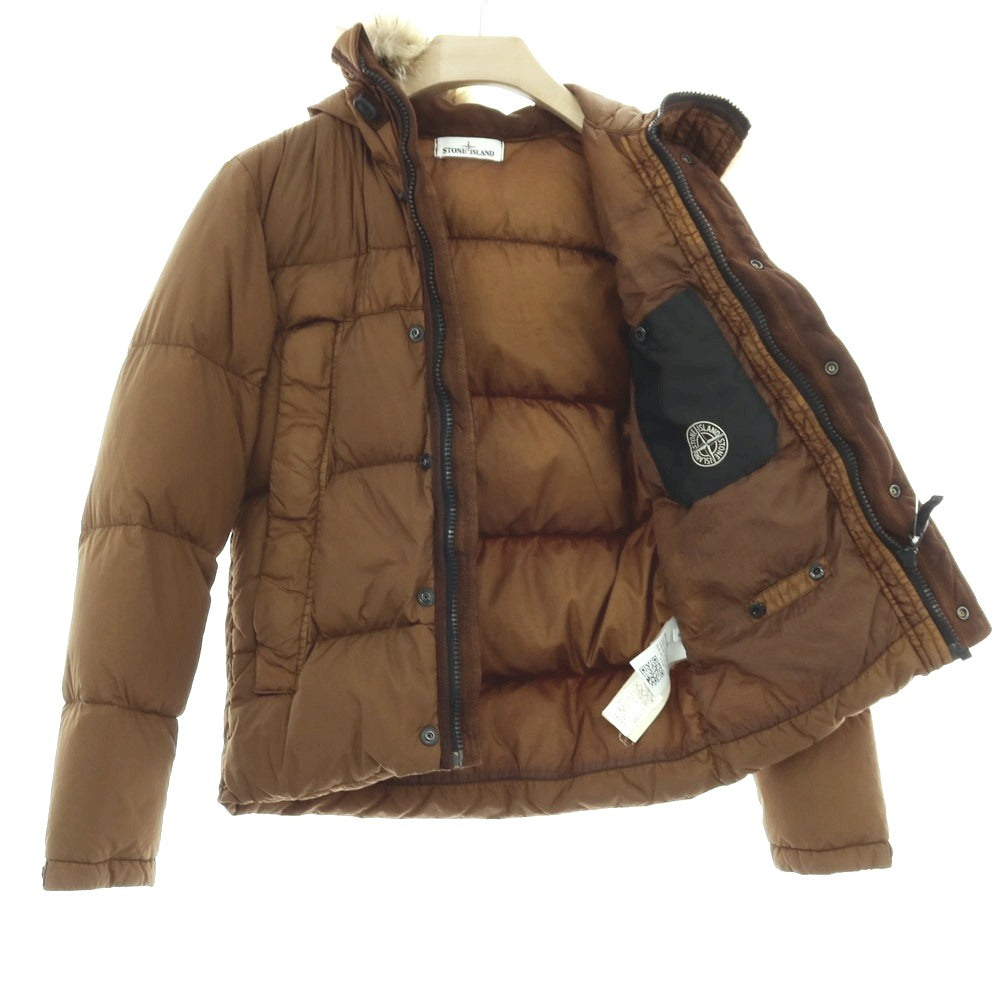 【中古】ストーンアイランド STONE ISLAND ナイロン フーデッド ダウンジャケット キャメルブラウン【サイズS】【 状態ランクB 】【 メンズ 】 [APD]