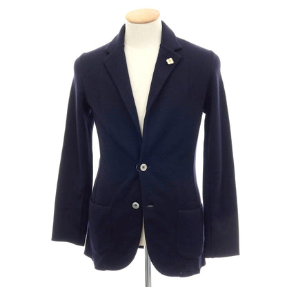 【中古】ラルディーニ LARDINI ウール 2B ニットジャケット ネイビー【 XS 】【 状態ランクB 】【 メンズ 】