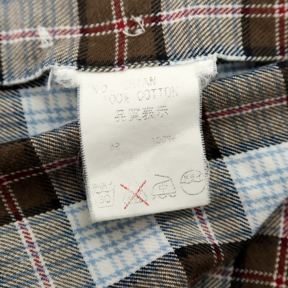 【中古】オリアン ORIAN コットン チェック ホリゾンタルカラー カジュアルシャツ ブラウンxホワイト【サイズXS】【 状態ランクC 】【 メンズ 】