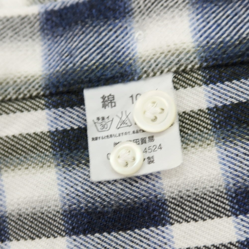 【中古】ジャンネット giannetto コットン チェック ホリゾンタルカラー カジュアルシャツ ネイビーxホワイト【サイズ37】【 状態ランクB 】【 メンズ 】