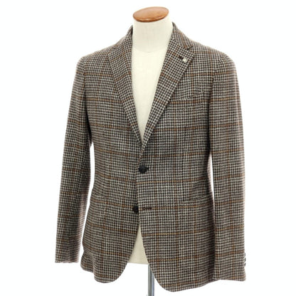 【中古】タリアトーレ TAGLIATORE ウールシルク チェック 2B テーラードジャケット グレーxブラウン【 48 】【 状態ランクB 】【 メンズ 】