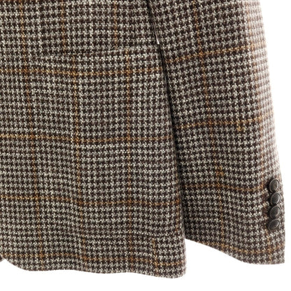 【中古】タリアトーレ TAGLIATORE ウールシルク チェック 2B テーラードジャケット グレーxブラウン【 48 】【 状態ランクB 】【 メンズ 】