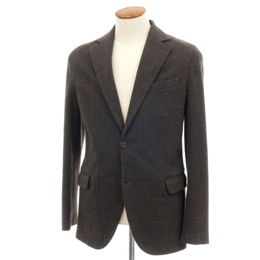 【中古】チルコロ1901 CIRCOLO 1901 コットンウールポリエステル ジャージー チェック 2B カジュアルジャケット ダークグレーxブラウン【サイズ48】【 状態ランクB 】【 メンズ 】[BPD]