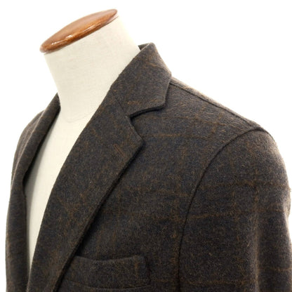 【中古】チルコロ1901 CIRCOLO 1901 コットンウールポリエステル ジャージー チェック 2B カジュアルジャケット ダークグレーxブラウン【 48 】【 状態ランクB 】【 メンズ 】