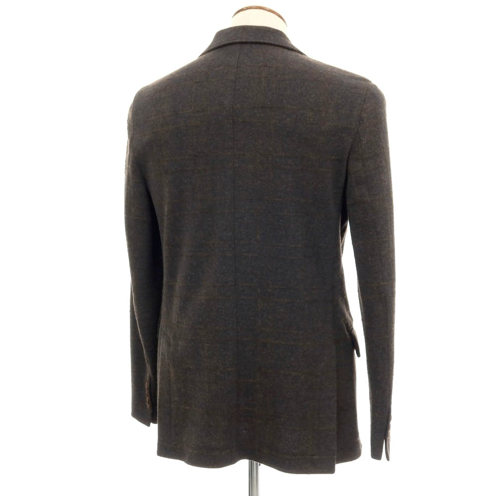 【中古】チルコロ1901 CIRCOLO 1901 コットンウールポリエステル ジャージー チェック 2B カジュアルジャケット ダークグレーxブラウン【 48 】【 状態ランクB 】【 メンズ 】