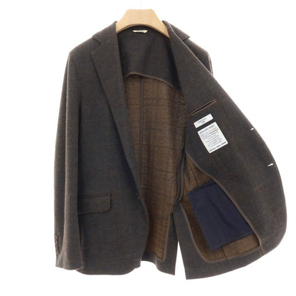 【中古】チルコロ1901 CIRCOLO 1901 コットンウールポリエステル ジャージー チェック 2B カジュアルジャケット ダークグレーxブラウン【 48 】【 状態ランクB 】【 メンズ 】