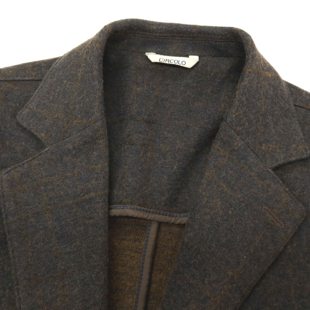 【中古】チルコロ1901 CIRCOLO 1901 コットンウールポリエステル ジャージー チェック 2B カジュアルジャケット ダークグレーxブラウン【 48 】【 状態ランクB 】【 メンズ 】