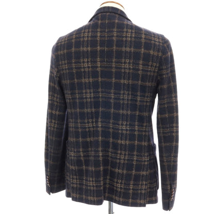 【中古】チルコロ1901 CIRCOLO 1901 ウールポリエステル ジャージー チェック 2B カジュアルジャケット ネイビーxブラウン【 48 】【 状態ランクB 】【 メンズ 】