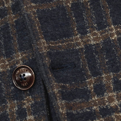 【中古】チルコロ1901 CIRCOLO 1901 ウールポリエステル ジャージー チェック 2B カジュアルジャケット ネイビーxブラウン【 48 】【 状態ランクB 】【 メンズ 】