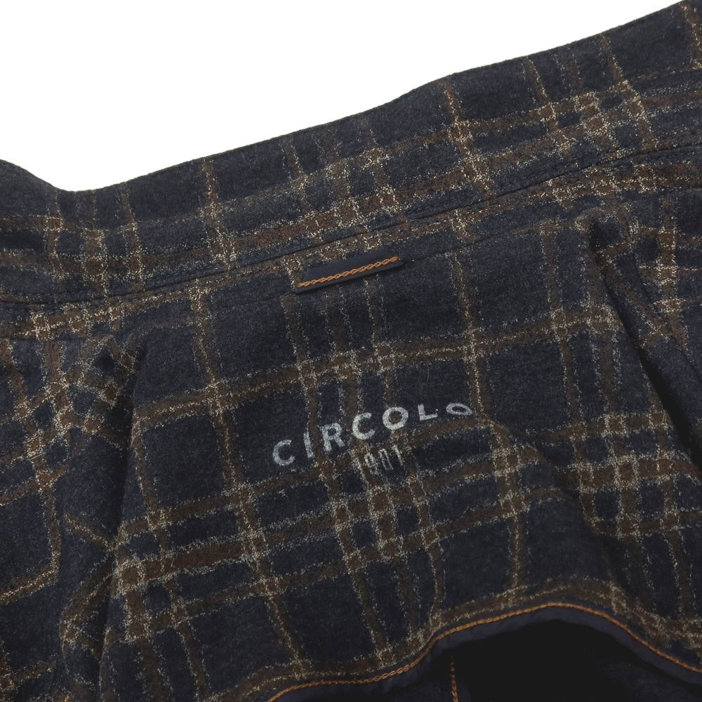 【中古】チルコロ1901 CIRCOLO 1901 ウールポリエステル ジャージー チェック 2B カジュアルジャケット ネイビーxブラウン【 48 】【 状態ランクB 】【 メンズ 】