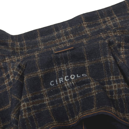 【中古】チルコロ1901 CIRCOLO 1901 ウールポリエステル ジャージー チェック 2B カジュアルジャケット ネイビーxブラウン【 48 】【 状態ランクB 】【 メンズ 】