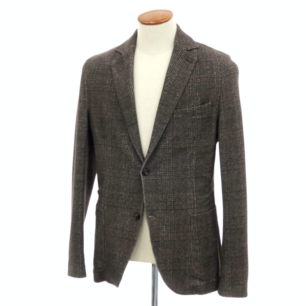 【中古】チルコロ1901 CIRCOLO 1901 コットン ジャージー グレンチェック 2B カジュアルジャケット グレイッシュブラウン【 48 】【 状態ランクC 】【 メンズ 】