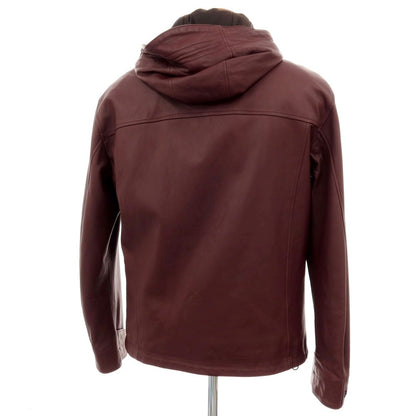 【中古】タリアトーレ TAGLIATORE ラムレザー ダブルジップ 中綿入り フーデッドブルゾン バーガンディー【サイズ48】【 状態ランクB 】【 メンズ 】