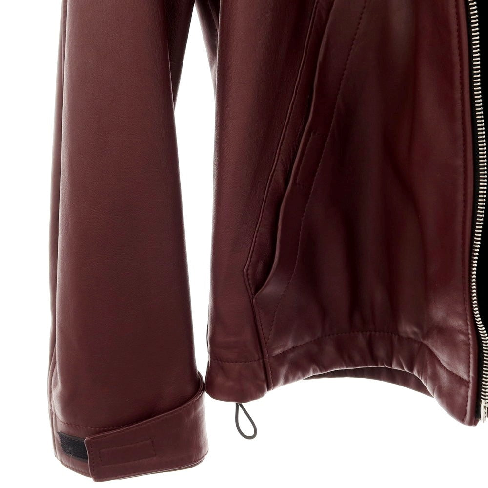 【中古】タリアトーレ TAGLIATORE ラムレザー ダブルジップ 中綿入り フーデッドブルゾン バーガンディー【サイズ48】【 状態ランクB 】【 メンズ 】