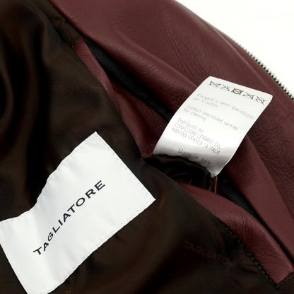 【中古】タリアトーレ TAGLIATORE ラムレザー ダブルジップ 中綿入り フーデッドブルゾン バーガンディー【サイズ48】【 状態ランクB 】【 メンズ 】