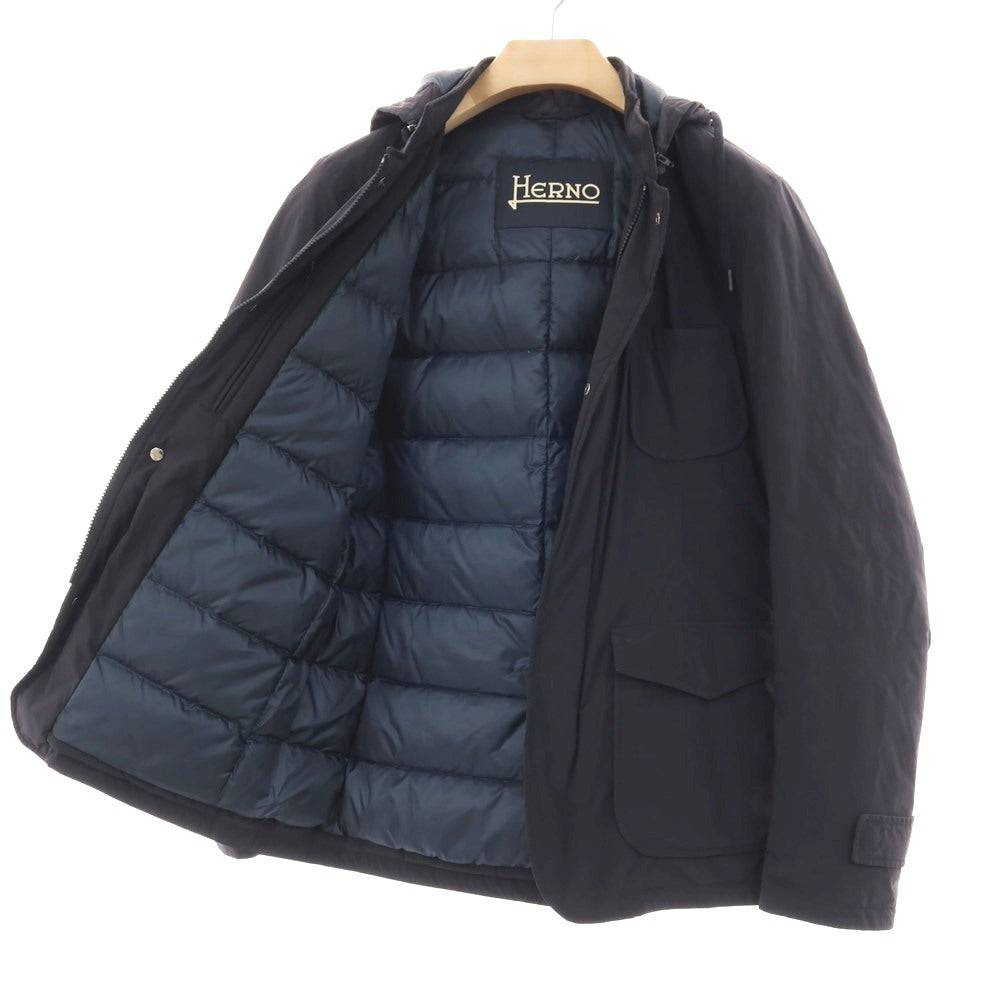 【中古】ヘルノ Herno ポリエステルナイロン ダウンジャケット ネイビー【サイズ50】【 状態ランクC 】【 メンズ 】