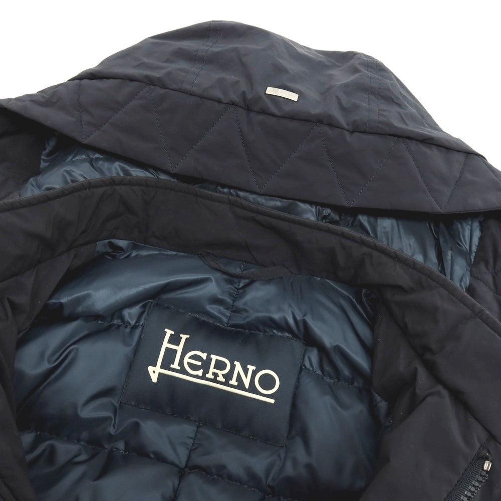【中古】ヘルノ Herno ポリエステルナイロン ダウンジャケット ネイビー【 サイズ50 】【 状態ランクC 】【 メンズ 】 [APD]