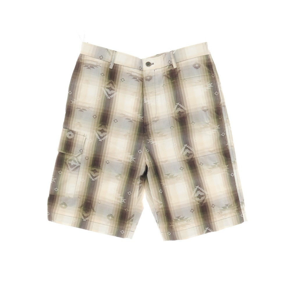 【SALE10%OFF/返品不可】【中古】ベルウィッチ BERWICH コットン チェック×オルテガ柄 ショートパンツ ベージュxホワイト【 サイズ48 】【 状態ランクA 】【 メンズ 】