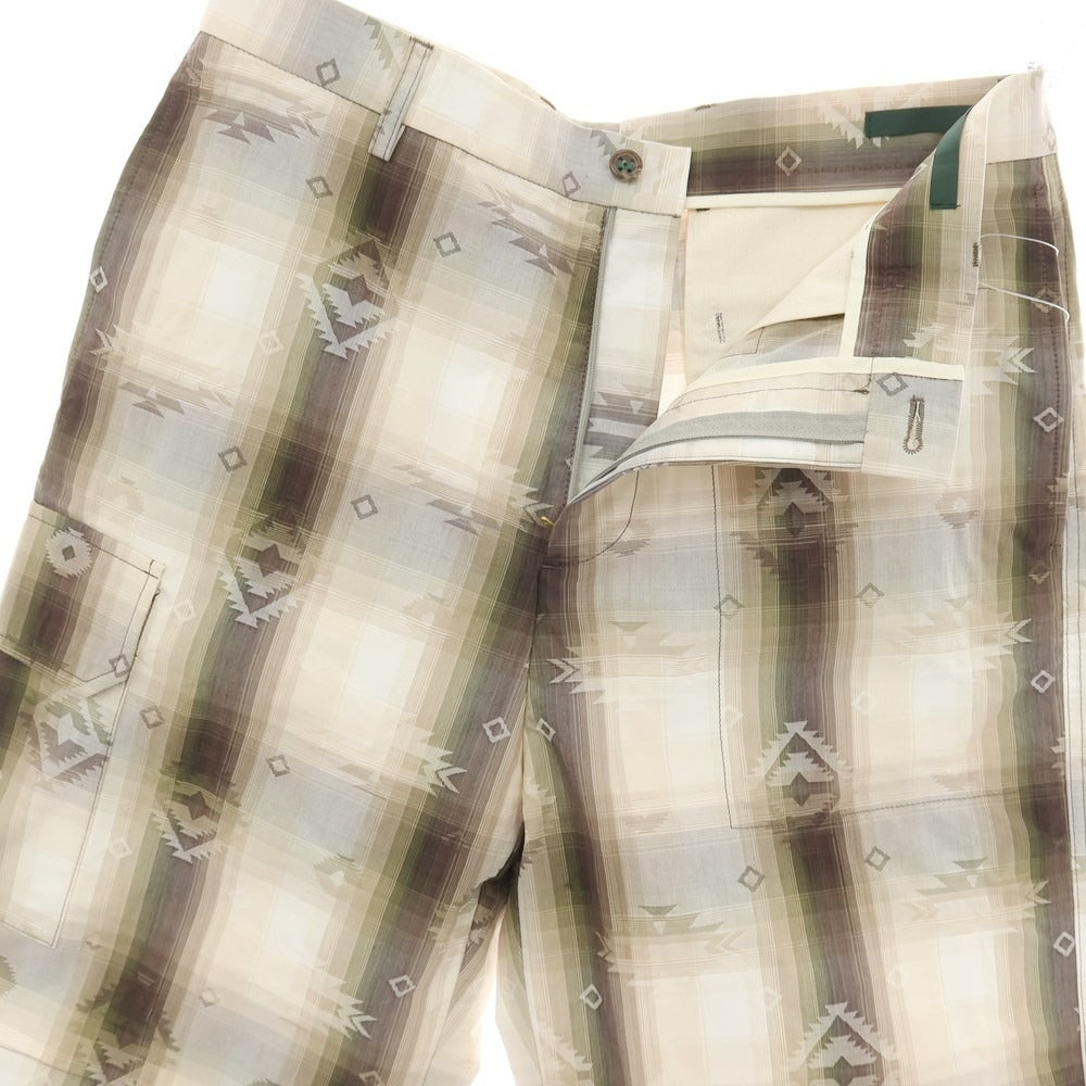 【SALE10%OFF/返品不可】【中古】ベルウィッチ BERWICH コットン チェック×オルテガ柄 ショートパンツ ベージュxホワイト【 サイズ48 】【 状態ランクA 】【 メンズ 】