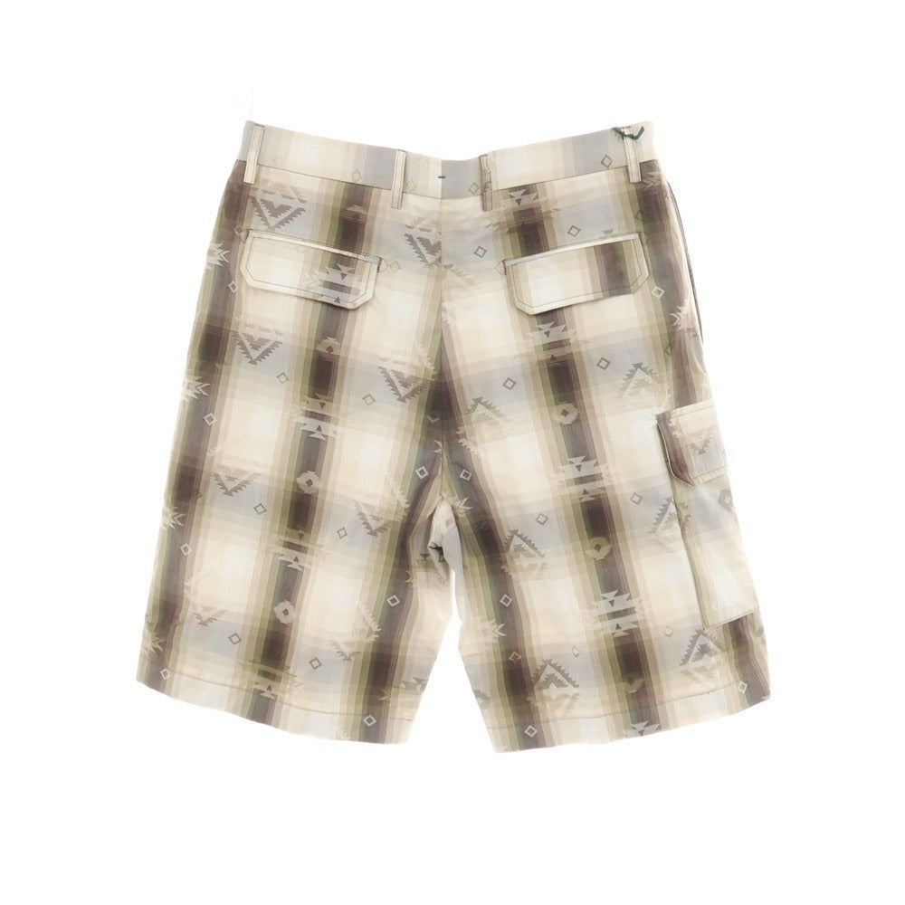 【SALE10%OFF/返品不可】【中古】ベルウィッチ BERWICH コットン チェック×オルテガ柄 ショートパンツ ベージュxホワイト【 サイズ48 】【 状態ランクA 】【 メンズ 】