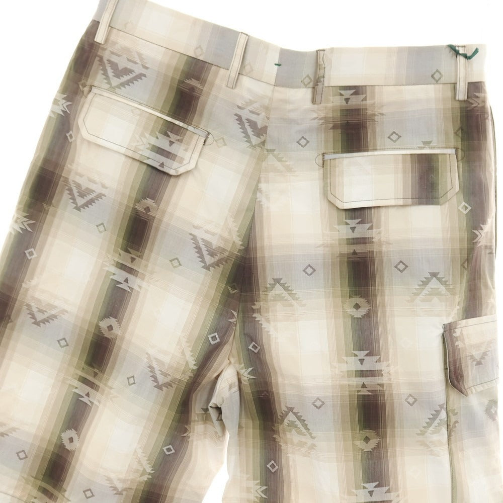 【SALE10%OFF/返品不可】【中古】ベルウィッチ BERWICH コットン チェック×オルテガ柄 ショートパンツ ベージュxホワイト【 サイズ48 】【 状態ランクA 】【 メンズ 】