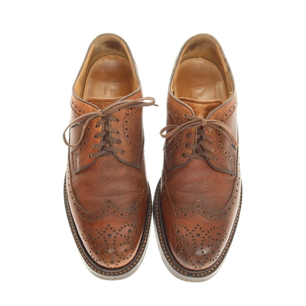 【中古】リーガル REGAL 型押しレザー ロングウイングチップ ドレスシューズ ブラウン【サイズ40】【 状態ランクC 】【 メンズ 】