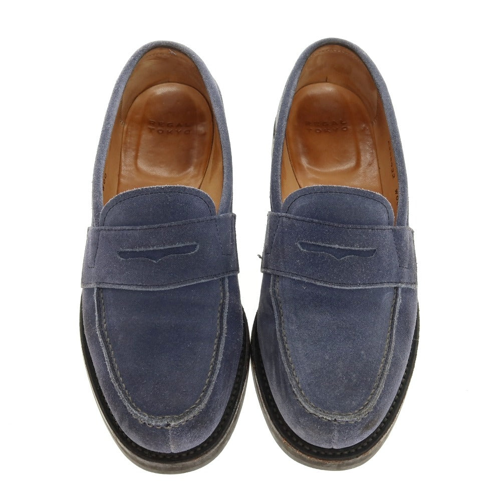 【中古】リーガル REGAL スエード コインローファー ネイビー系【サイズ25】【 状態ランクC 】【 メンズ 】