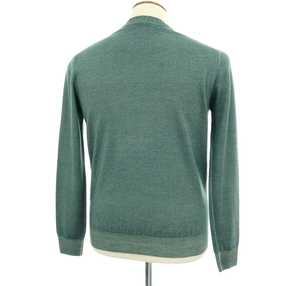 【中古】クルチアーニ CRUCIANI ガーメントダイ ウール クルーネック プルオーバーニット グリーン【サイズ48】【 状態ランクC 】【 メンズ 】