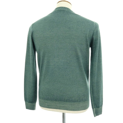 【中古】クルチアーニ CRUCIANI ガーメントダイ ウール クルーネック プルオーバーニット グリーン【サイズ48】【 状態ランクC 】【 メンズ 】