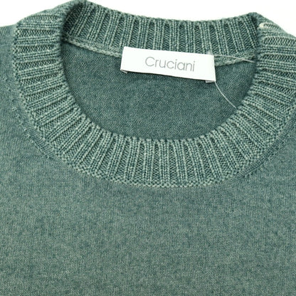 【中古】クルチアーニ CRUCIANI ガーメントダイ ウール クルーネック プルオーバーニット グリーン【サイズ48】【 状態ランクC 】【 メンズ 】