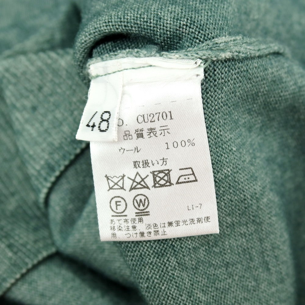 【中古】クルチアーニ CRUCIANI ガーメントダイ ウール クルーネック プルオーバーニット グリーン【サイズ48】【 状態ランクC 】【 メンズ 】