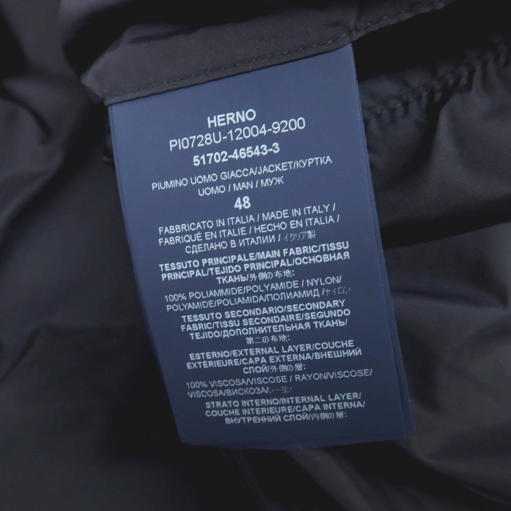 【中古】ヘルノ Herno POLAR-TECH ナイロン フーデッド ダウンジャケット ネイビー【サイズ48】【 状態ランクC 】【 メンズ 】