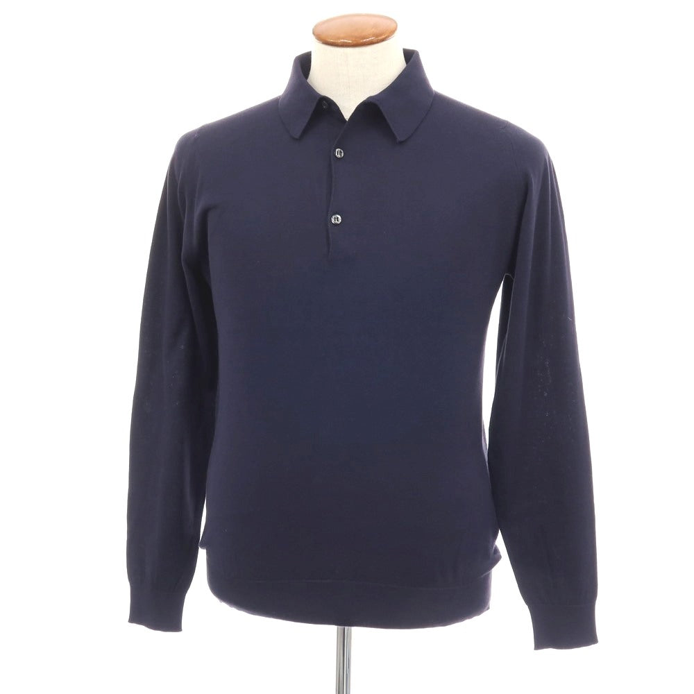 【中古】ジョンスメドレー JOHN SMEDLEY ハイゲージ シーアイランドコットン 長袖 ポロニット ネイビー【 M 】【 状態ランクB 】【 メンズ 】 []