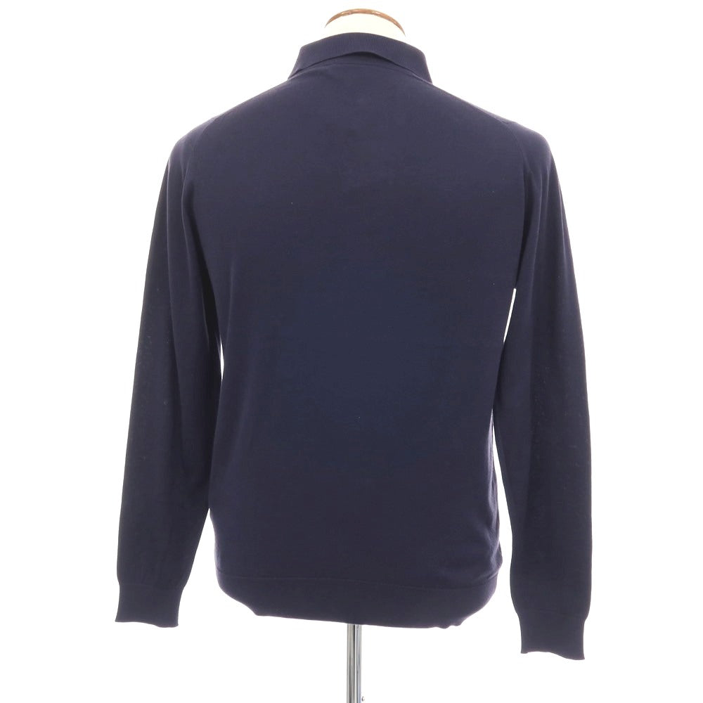 【中古】ジョンスメドレー JOHN SMEDLEY ハイゲージ シーアイランドコットン 長袖 ポロニット ネイビー【 M 】【 状態ランクB 】【 メンズ 】 []