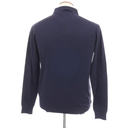 【中古】ジョンスメドレー JOHN SMEDLEY ハイゲージ シーアイランドコットン 長袖 ポロニット ネイビー【 M 】【 状態ランクB 】【 メンズ 】 []