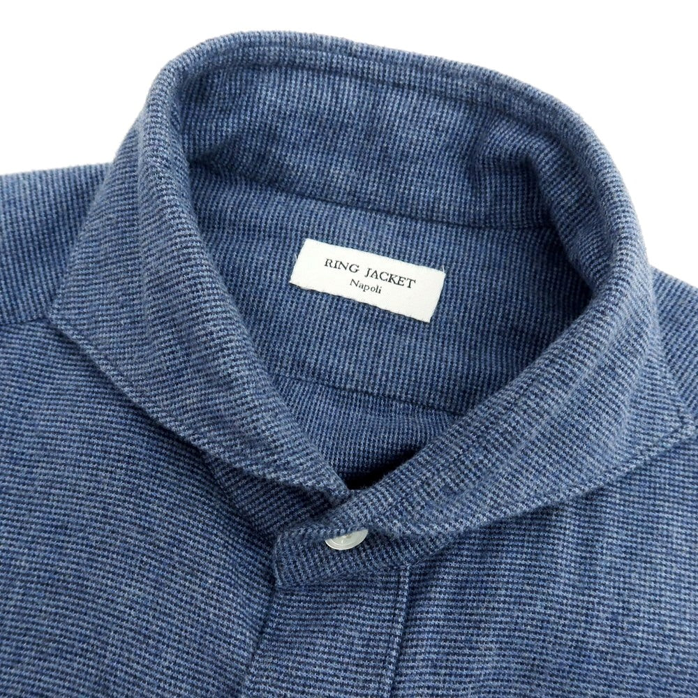 【中古】リングヂャケット RING JACKET コットン カッタウェイ カジュアルシャツ ブルーxブラック【サイズM】【 状態ランクB 】【 メンズ 】