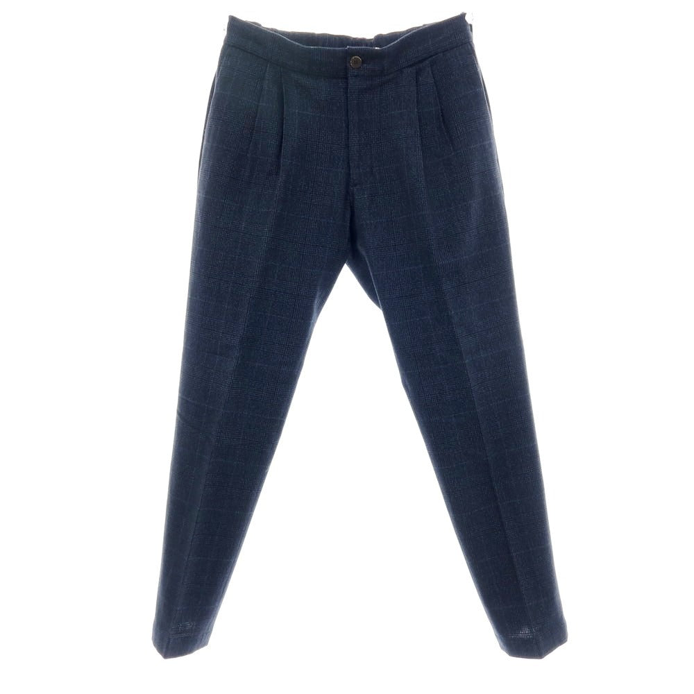 【中古】デヴォレ インチピット DEVORE Incipit コットンウール チェック イージースラックスパンツ ネイビー系【サイズ48】【 状態ランクB 】【 メンズ 】