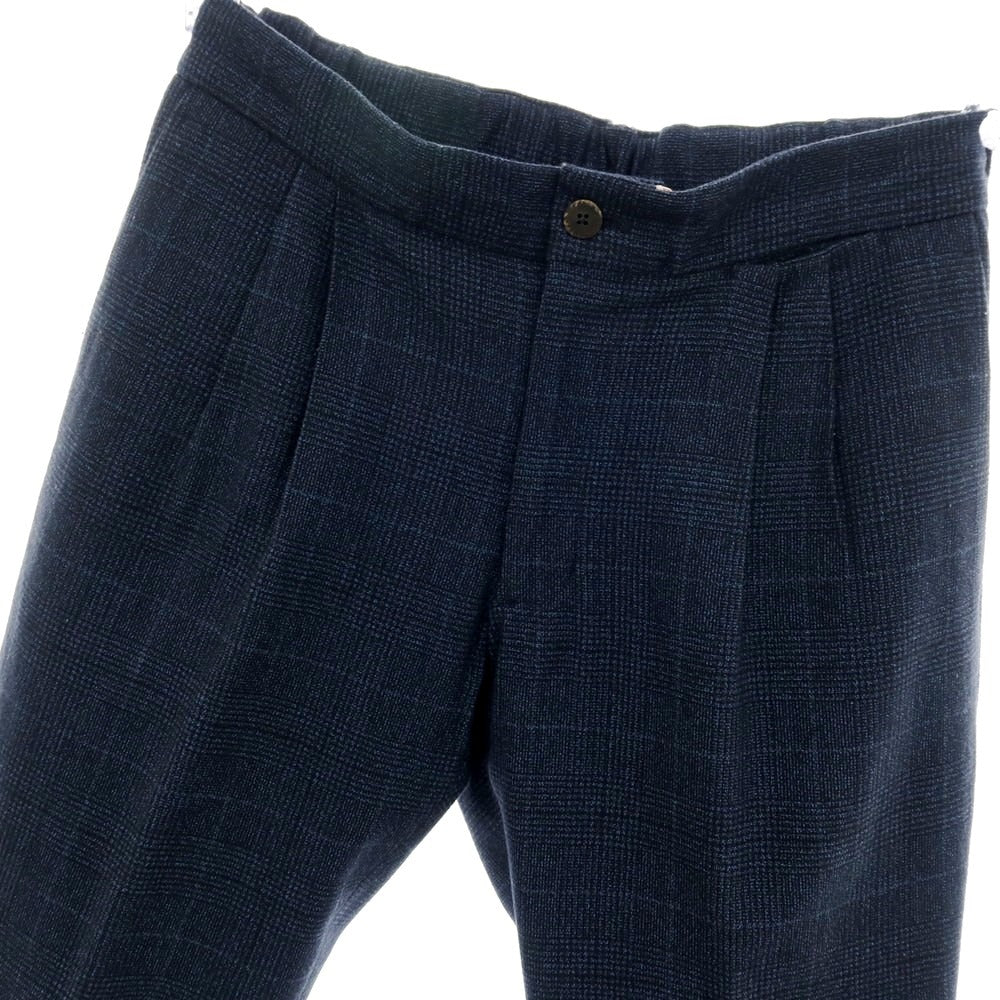 【中古】デヴォレ インチピット DEVORE Incipit コットンウール チェック イージースラックスパンツ ネイビー系【サイズ48】【 状態ランクB 】【 メンズ 】