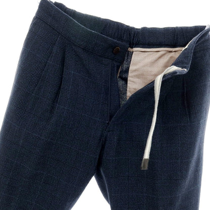 【中古】デヴォレ インチピット DEVORE Incipit コットンウール チェック イージースラックスパンツ ネイビー系【サイズ48】【 状態ランクB 】【 メンズ 】