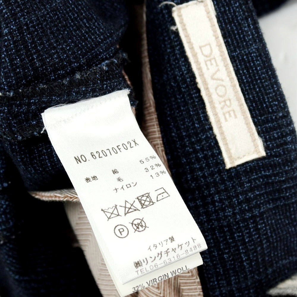 【中古】デヴォレ インチピット DEVORE Incipit コットンウール チェック イージースラックスパンツ ネイビー系【サイズ48】【 状態ランクB 】【 メンズ 】