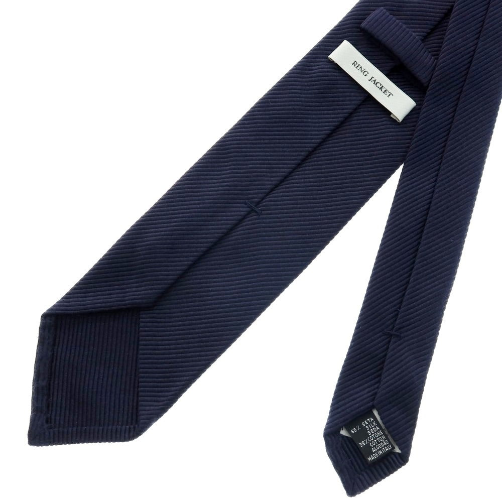 【中古】リングヂャケット RING JACKET シルクコットン 無地ネクタイ ネイビー【 状態ランクC 】【 メンズ 】