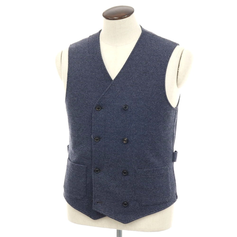 【中古】ティージャケット T-JACKET ポリエステルコットン ジャージー ハウンドトゥース ダブル カジュアル系ジレ ベスト ライトネイビー【 サイズL 】【 状態ランクB 】【 メンズ 】 [APD]