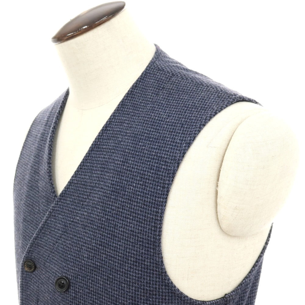【中古】ティージャケット T-JACKET ポリエステルコットン ジャージー ハウンドトゥース ダブル カジュアル系ジレ ベスト ライトネイビー【 サイズL 】【 状態ランクB 】【 メンズ 】 [APD]