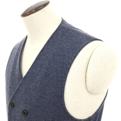 【中古】ティージャケット T-JACKET ポリエステルコットン ジャージー ハウンドトゥース ダブル カジュアル系ジレ ベスト ライトネイビー【サイズL】【 状態ランクB 】【 メンズ 】